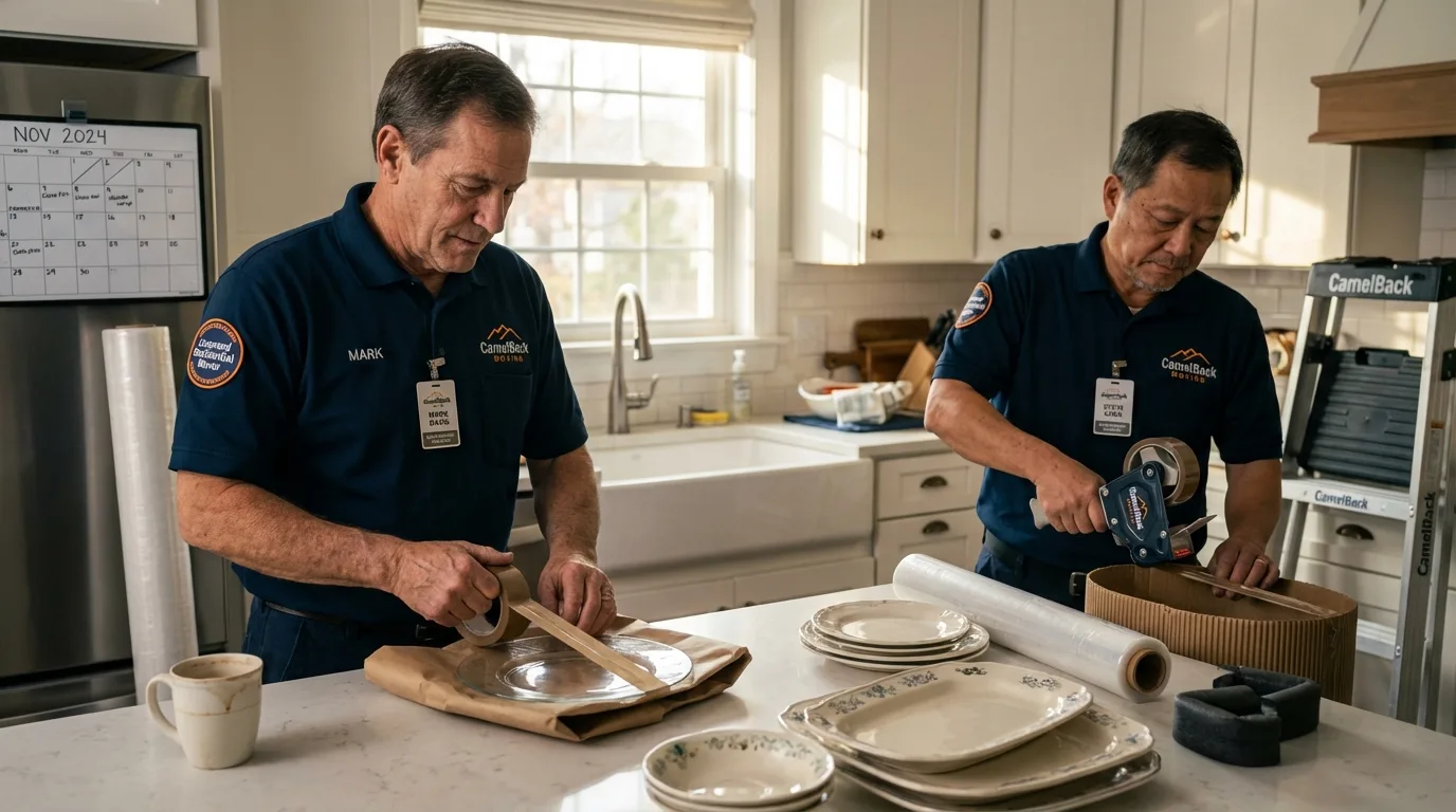 Professional crew packing kitchen dishware in Clinton, NC